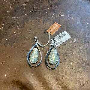 Women's Large Silver Dangling Unique Statement Earrings w/ Semi Precious Stones